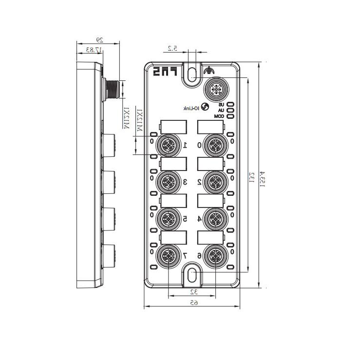 M12接口、IO-Link Hub、8AO，4-20mA 电流模拟量模块、00BA17